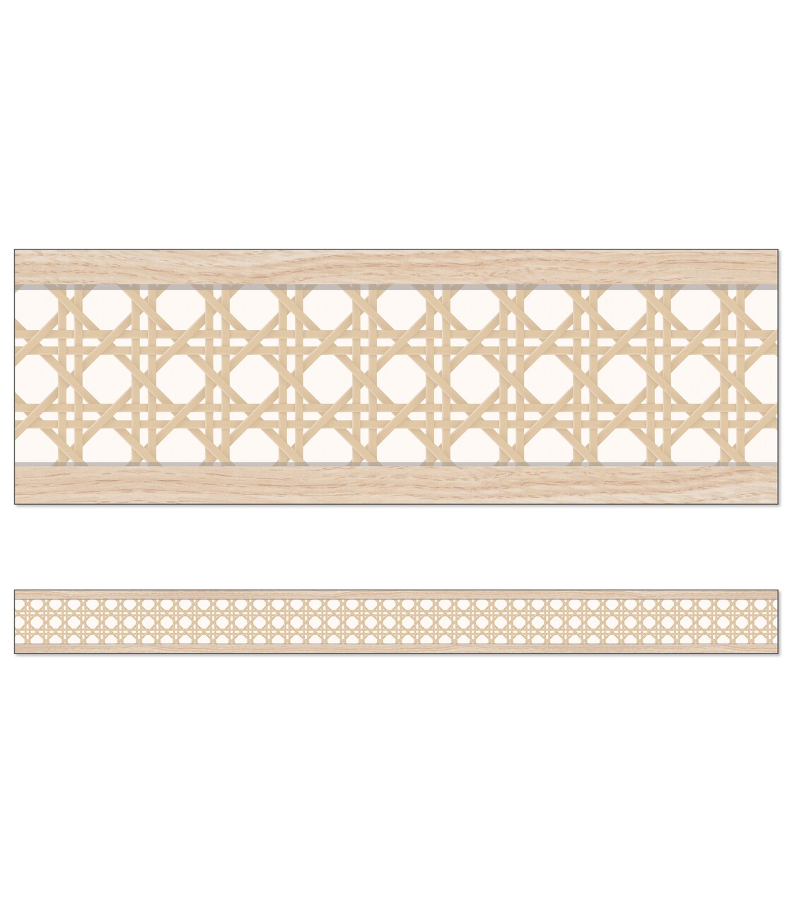 Carson Dellosa True To You 36 Feet Woven Cane Bulletin Board Borders, 12 Strips of Boho Border Trim, Neutral Classroom Borders for Bulletin Board, White Board, Cork Board and Natural Classroom Décor